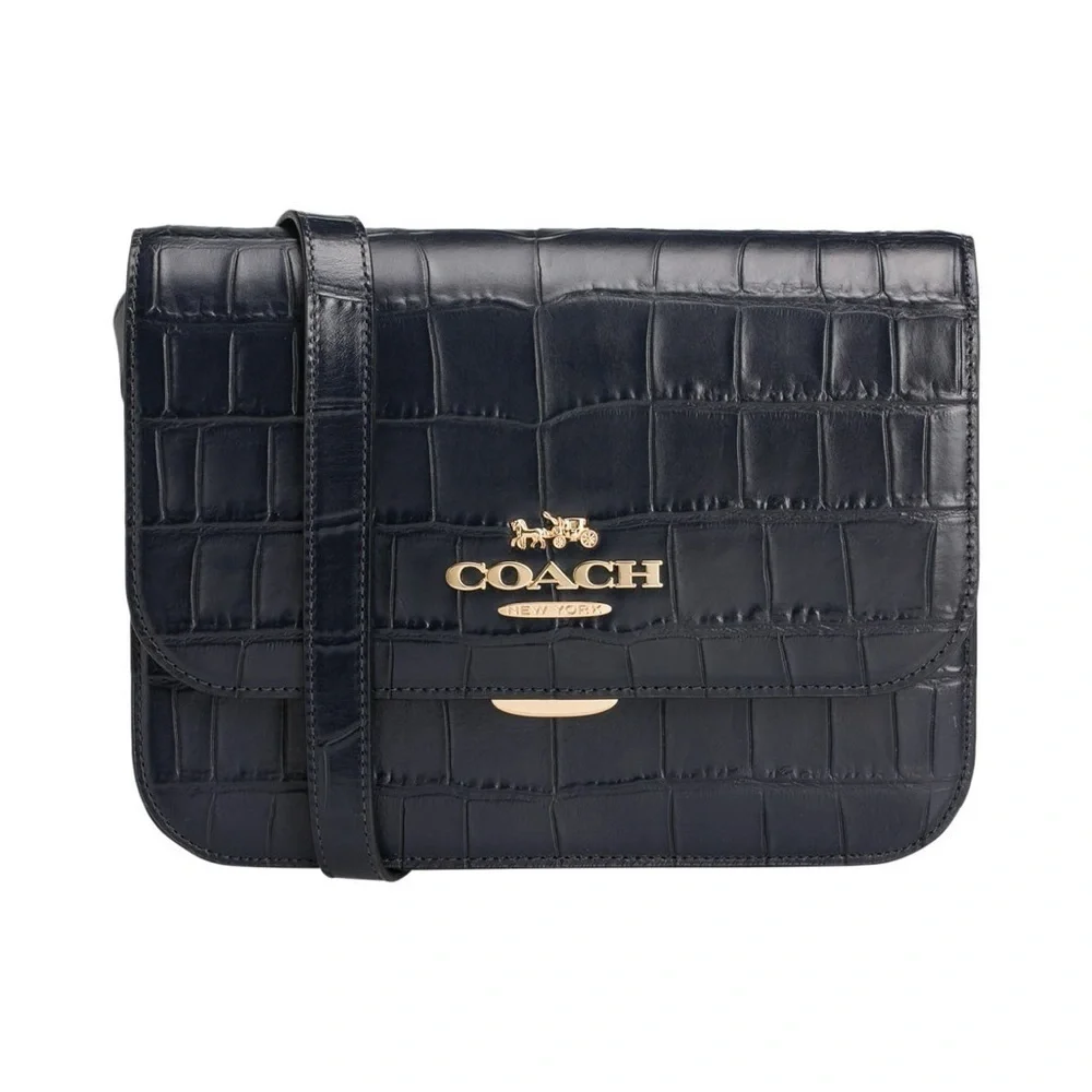 Coach Brynn Flap Crocodile Embossed and Smooth Leather Crossbody Bag